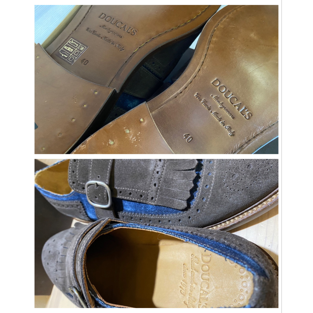 BARNEYS NEW YORK(バーニーズニューヨーク)の新品 デュカルス スエード デニム ブローグ コンビシューズ モンクストラップ メンズの靴/シューズ(ドレス/ビジネス)の商品写真