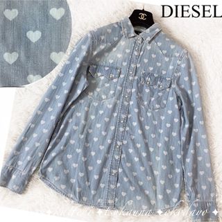 DIESEL   ディーゼル   ハート❤️ 色抜き総柄　デニム シャツ