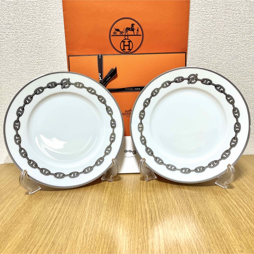 【新品 ギフト包装】エルメス シェーヌダンクル プラチナ デザートプレート