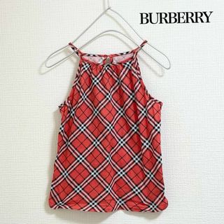 バーバリーブルーレーベル(BURBERRY BLUE LABEL)のバーバリー　キャミソール　美品　オレンジ　トップス　ノバチェック　夏服　Mサイズ(キャミソール)