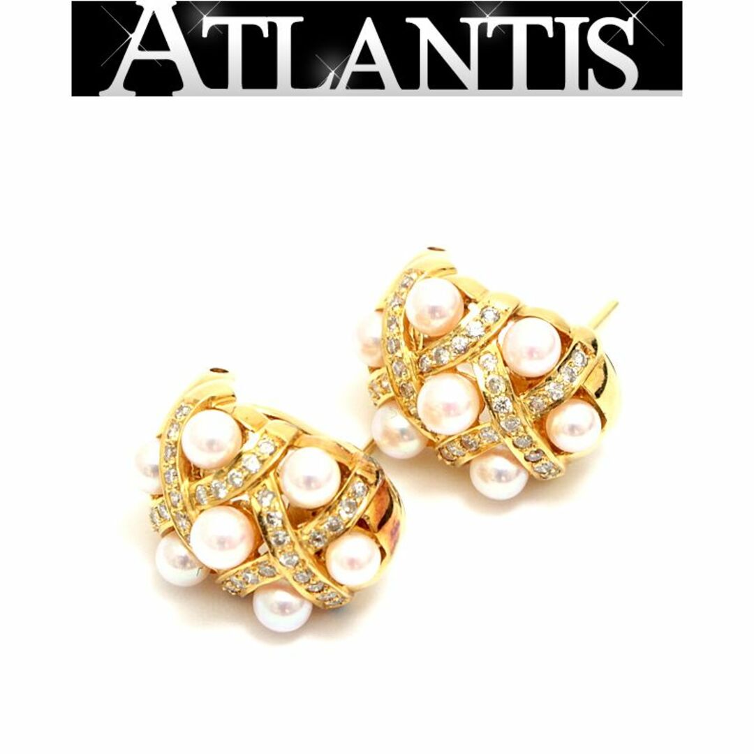 美品 パール ダイヤモンド ピアス K18 YG【61273】の通販 by ATLANTIS