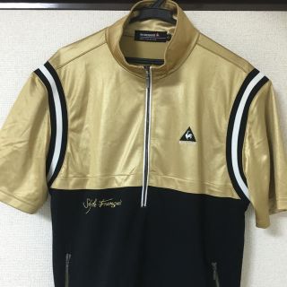 ルコックスポルティフ(le coq sportif)のお値下げ！ゴルフシャツ(ゴールド&ブラック)(ウエア)