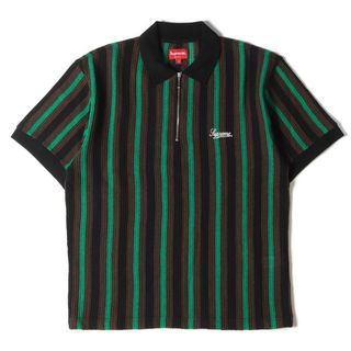 シュプリーム(Supreme)のSupreme シュプリーム ポロシャツ サイズ:S 22SS オープンニット ストライプ ジップ Open Knit Stripe Zip Polo ブラック ブラウン グリーン トップス カジュアル 半袖 【メンズ】【中古】【新品同様】(ポロシャツ)