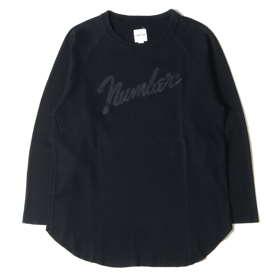 NUMBER (N)INE ナンバーナイン Tシャツ サイズ:4 初期モデル フェンダーロゴ ラグラン 7分袖 カットソー 90s ブラック 黒 トップス カジュアル 長袖 【メンズ】