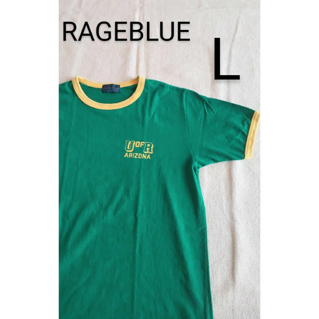 RAGEBLUE(レイジブルー)の【RAGEBLUE】サイズ L　リンガー　Tシャツ　半袖　レイジブルー メンズのトップス(Tシャツ/カットソー(半袖/袖なし))の商品写真