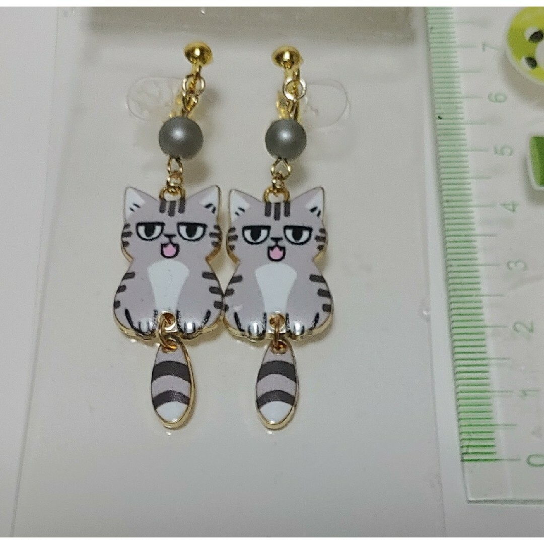 【ハンドメイド】猫ちゃん イヤリング ハンドメイドのアクセサリー(イヤリング)の商品写真