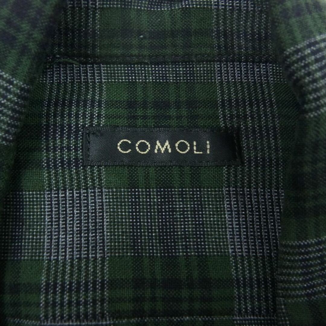 COMOLI コモリ 20SS R01-02006 レーヨン オープンカラー チェック 長袖 シャツ グレー系 グリーン系 2