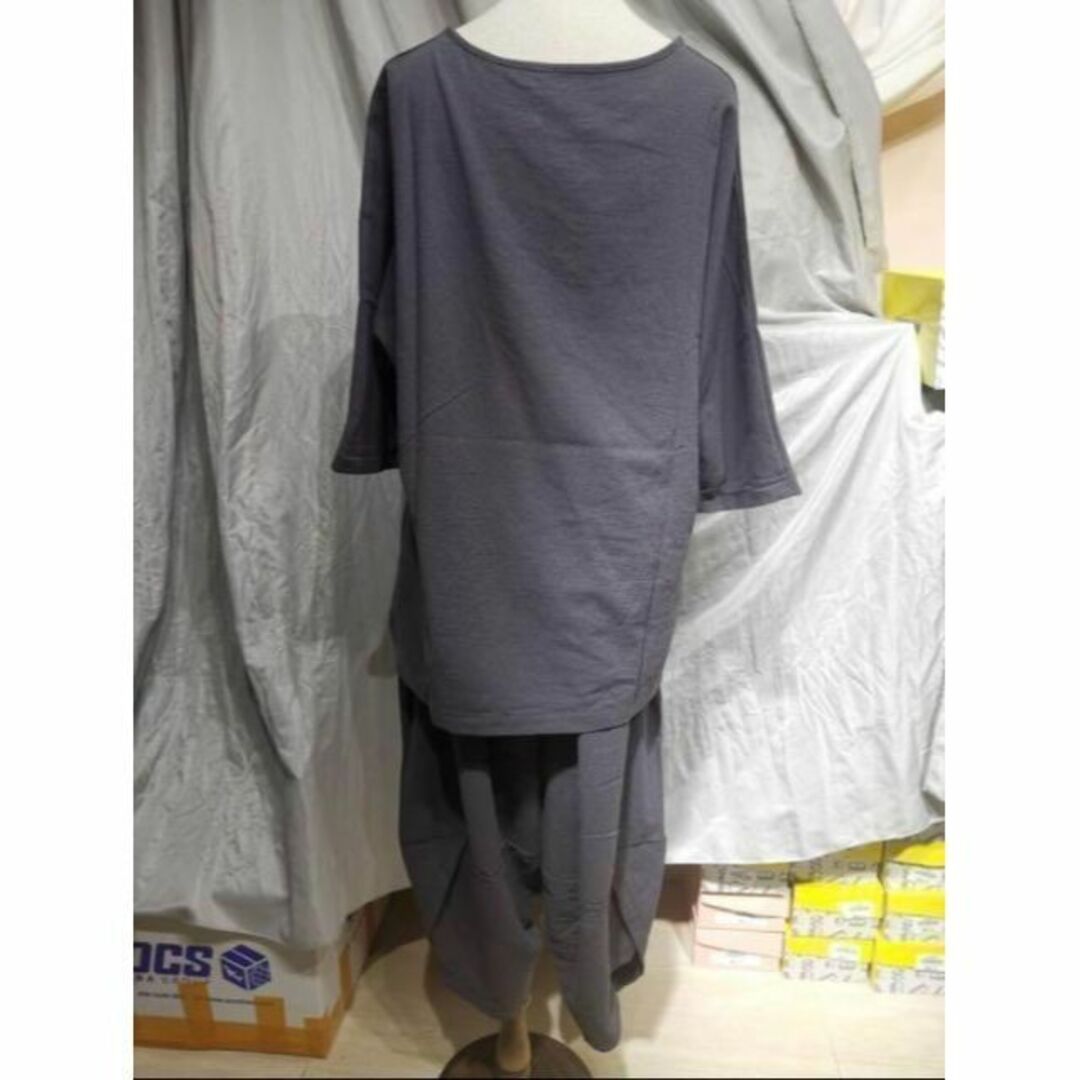 【4色から選べる】 リネン　セットアップ　ハーフパンツ　モード系　ゆるめ　グレー メンズのトップス(Tシャツ/カットソー(七分/長袖))の商品写真