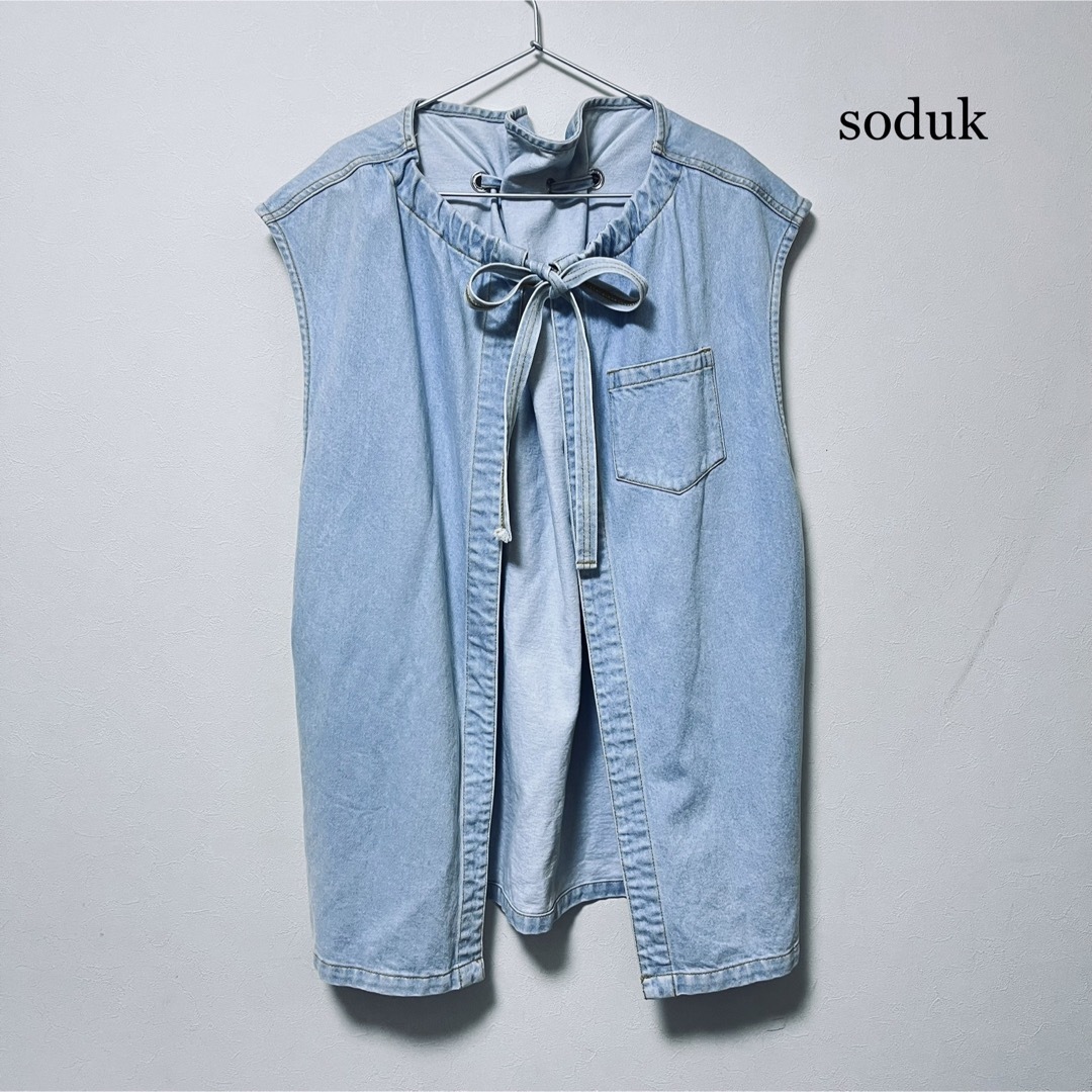 soduk スドーク 21ss wave denim jacket デニムベスト | フリマアプリ ラクマ