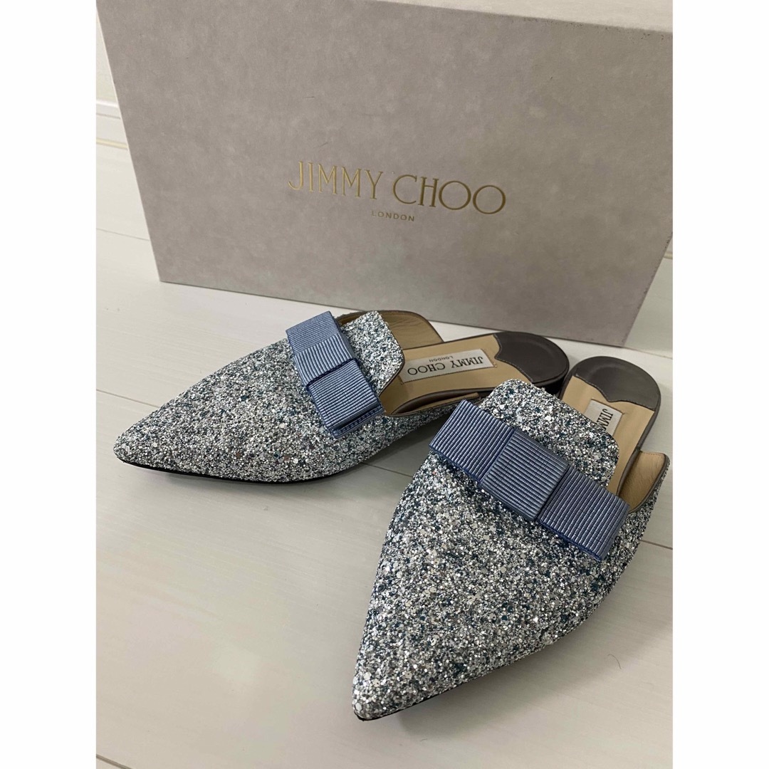 JIMMY CHOO ジミーチュウ　グリッター　フラットミュール　36  ラメ