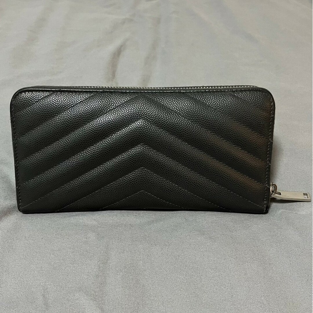Saint Laurentサンローラン ラウンドジップ 長財布 グレー-
