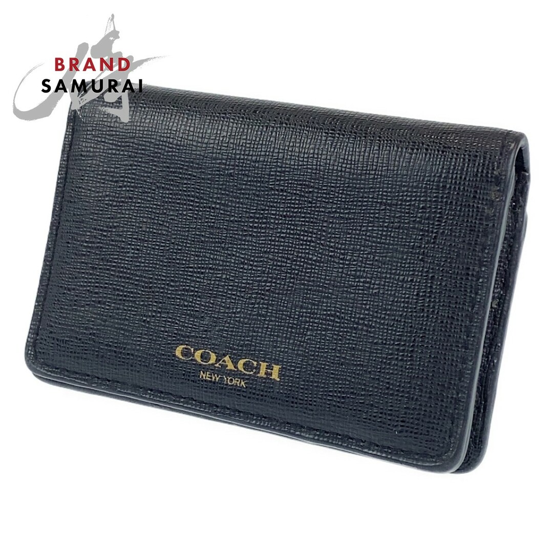 COACH コーチ ブラック 黒 ゴールド金具 レザー カードケース 名刺入れ レディース 402771