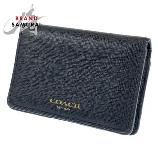 コーチ(COACH)のCOACH コーチ ブラック 黒 ゴールド金具 レザー カードケース 名刺入れ レディース 402771 【中古】(パスケース/IDカードホルダー)