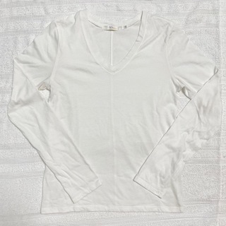 アズールバイマウジー(AZUL by moussy)のAZUL basic☆ホワイトVネックロンT白カットソーAZULbymoussy(Tシャツ/カットソー(七分/長袖))