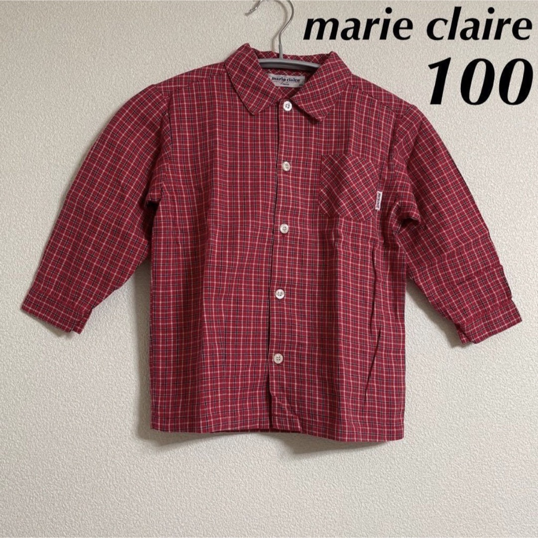 Marie Claire(マリクレール)のmarie claire 長袖シャツ 100 レッド系 赤 チェック キッズ キッズ/ベビー/マタニティのキッズ服女の子用(90cm~)(ブラウス)の商品写真