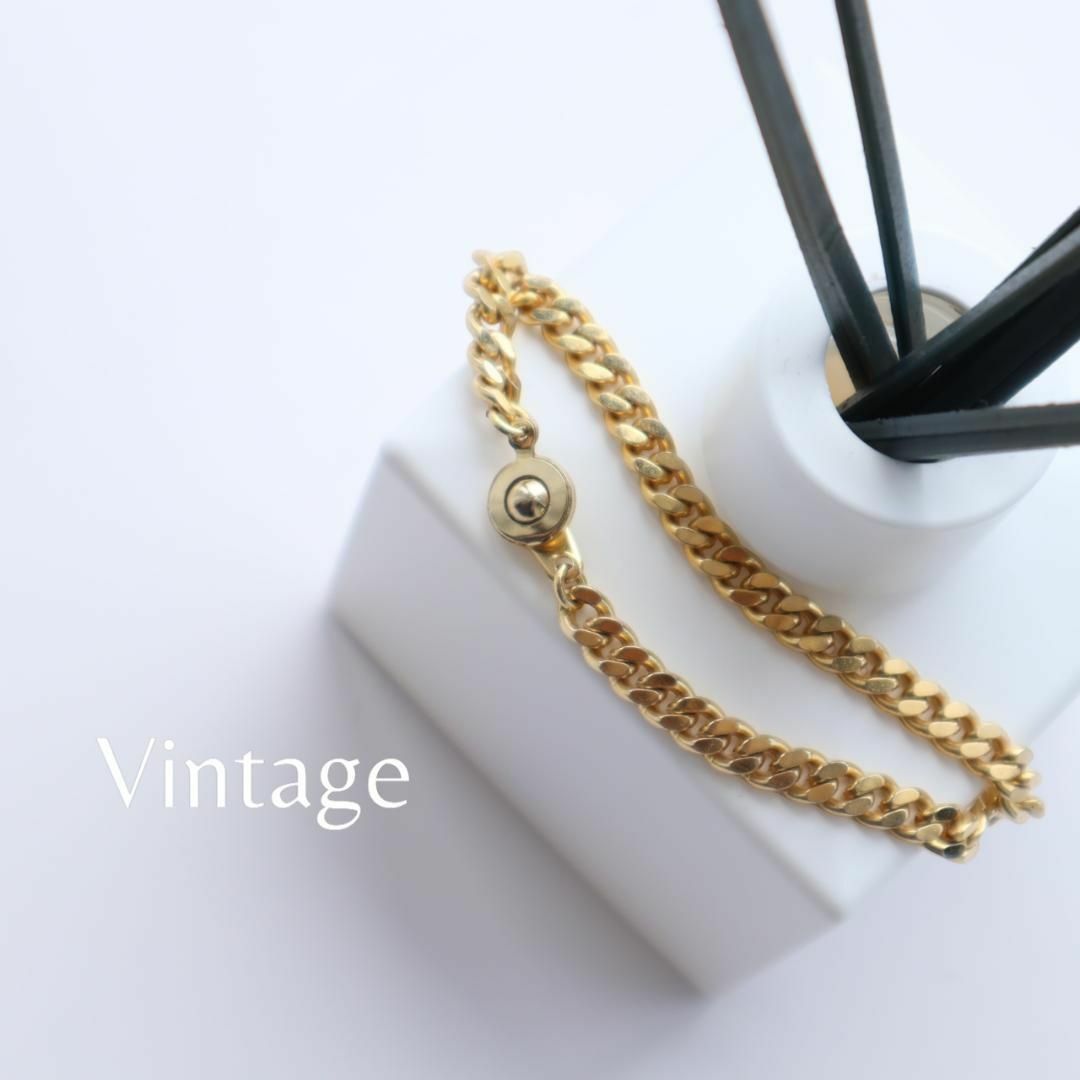 ART VINTAGE(アートヴィンテージ)の【vintage】喜平 チェーン ゴールドカラー レトロ ブレスレット メンズのアクセサリー(ブレスレット)の商品写真