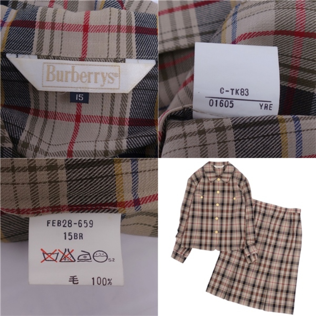 BURBERRY(バーバリー)のVintage バーバリー Burberrys セットアップ スカートスーツ ジャケット スカート チェック柄 レディース 15(L相当) マルチカラー レディースのフォーマル/ドレス(スーツ)の商品写真