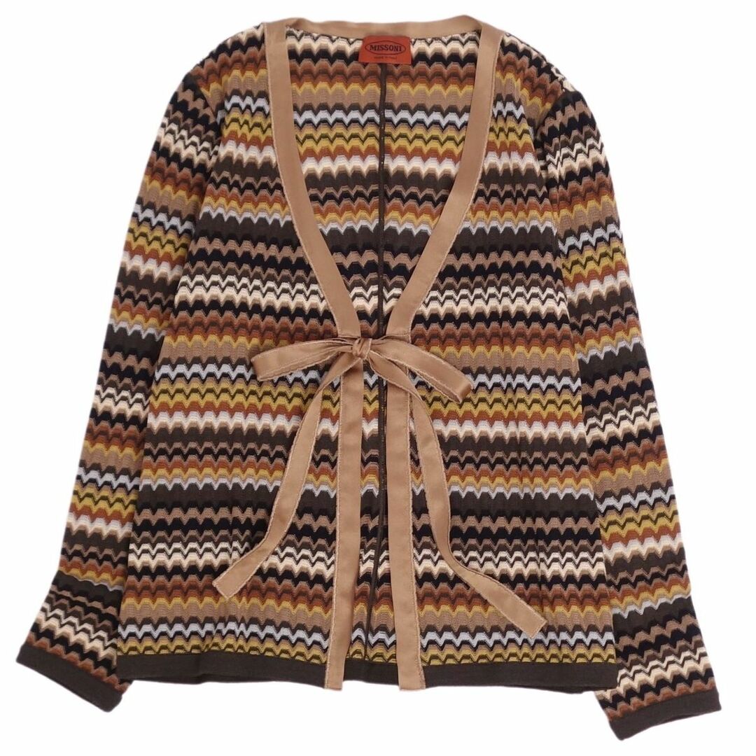 美品 ミッソーニ MISSONI アンサンブル ニット カーディガン ブラウス 総柄 ウール レディース 44(L相当) マルチカラー