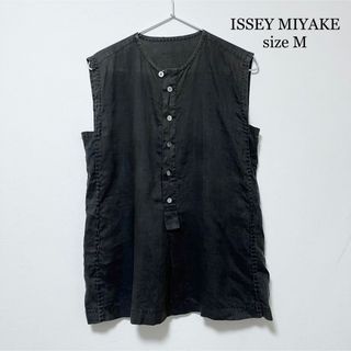 イッセイミヤケ(ISSEY MIYAKE)のISSEY MIYAKE イッセイミヤケ ノースリーブ リネンシャツ(シャツ/ブラウス(半袖/袖なし))