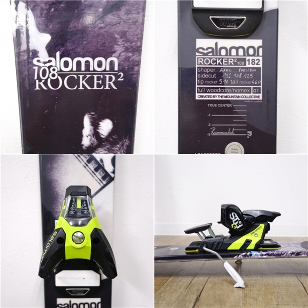 サロモン SALOMON ROCKER2 ロッカー 182cm 108mm ビンディング STH13 スキー板 カービング ファット アウトドアカラー-