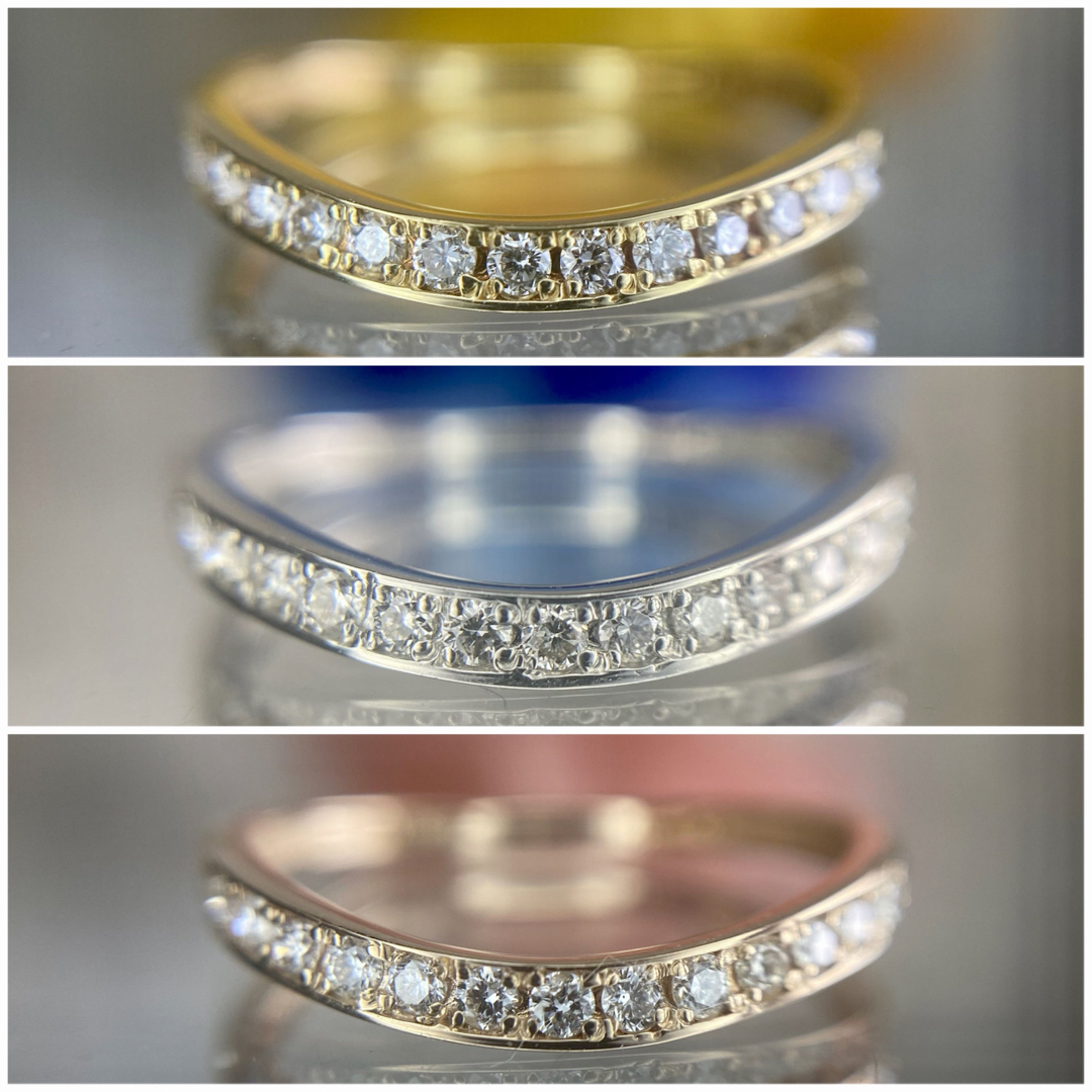 天然ダイヤモンド3色エタニティ計0.45ct K18YG/K18PG/PT950 レディースのアクセサリー(リング(指輪))の商品写真
