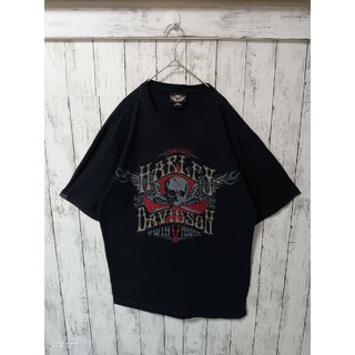 ハーレーダビッドソン(Harley Davidson)のハーレーダビッドソン Tシャツ　XLサイズ ブラック　スカルとビッグロゴプリント(Tシャツ/カットソー(半袖/袖なし))