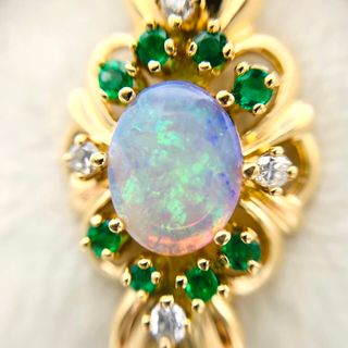 ✴︎極美品 K18 18K 18金 オパール エメラルド ダイヤ ネックレスの