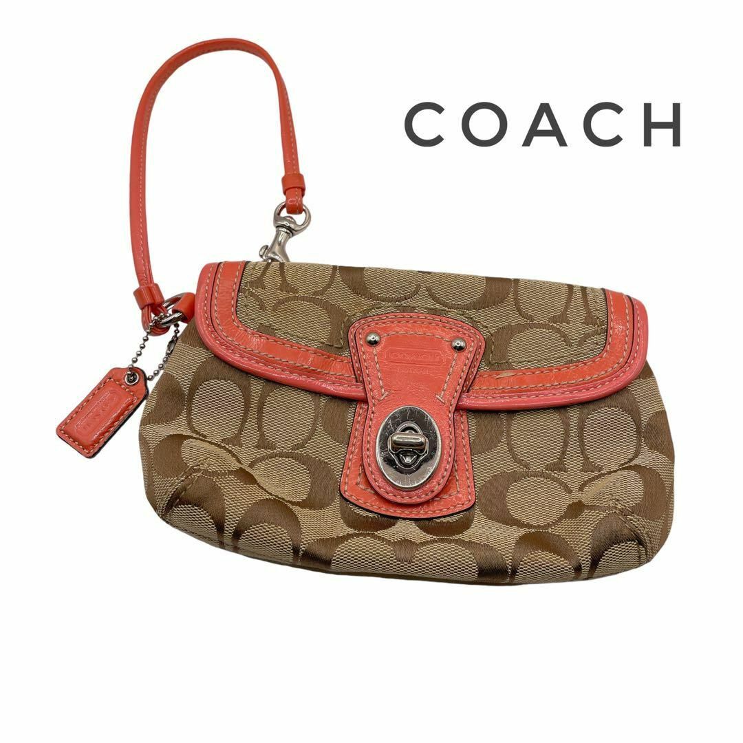 【COACH】コーチリストレットポーチシグネチャーキャンバスレザーマルチケース