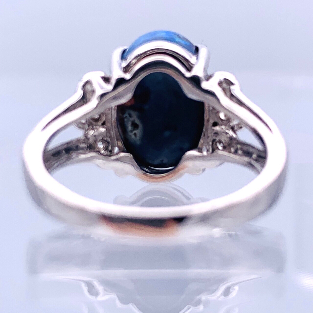 ✴︎極美品　K18WG 3.21ct ブラックオパール 0.10 ダイヤ リング 7