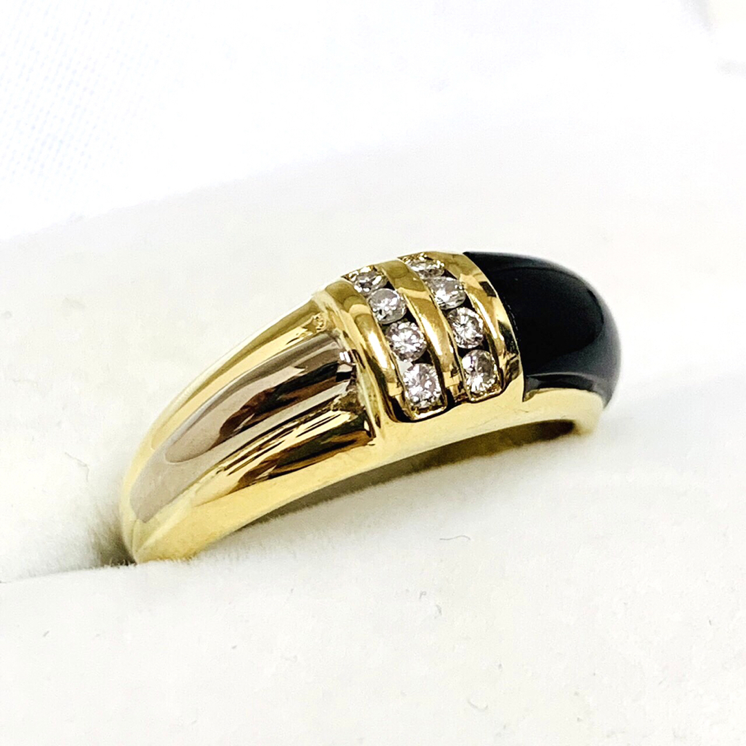 ✴︎極美品 K18 750 18金 漆黒 オニキス 0.13ct ダイヤ リング | www