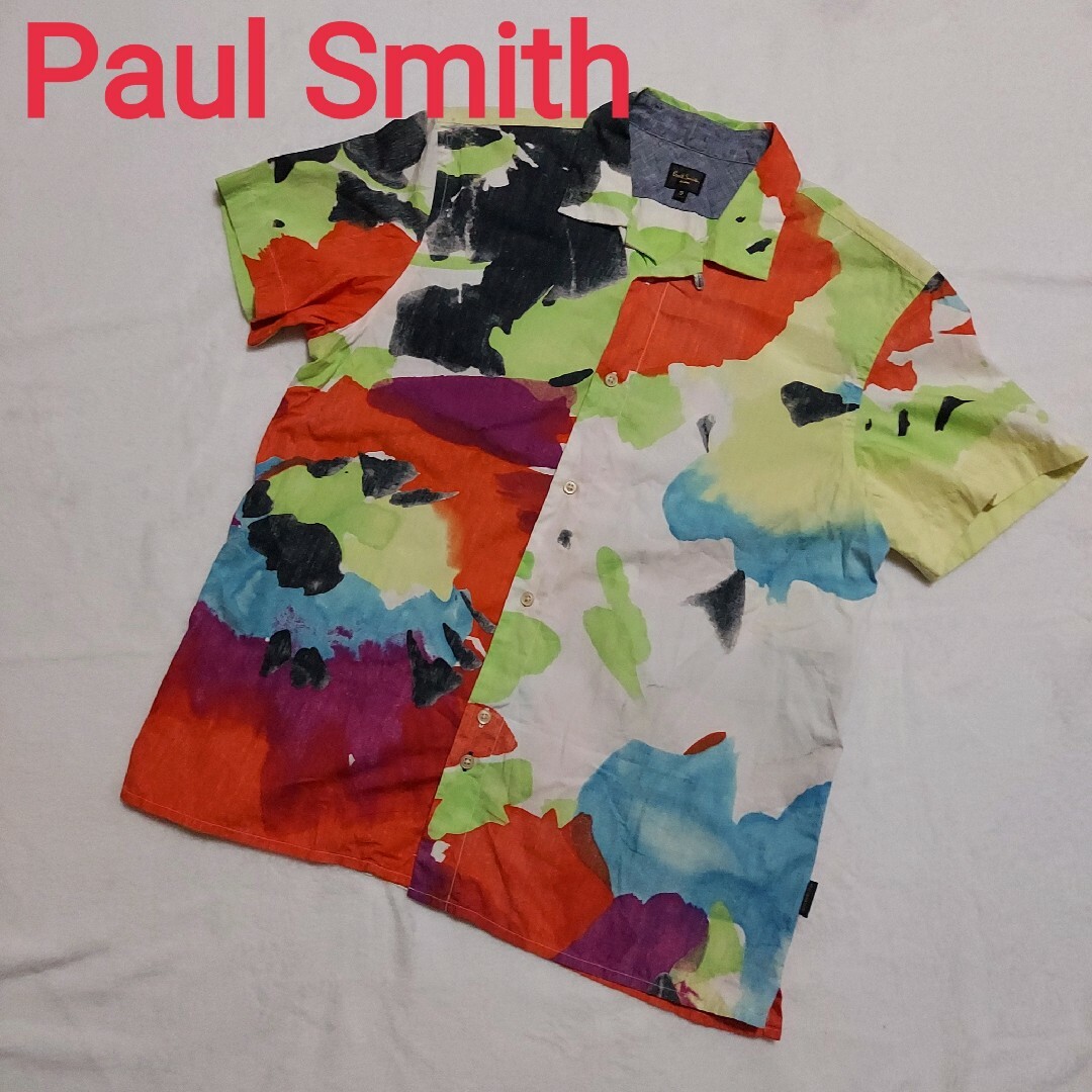 美品☆ポールスミス Paul Smithマルチカラー半袖シャツ アロハ M相当