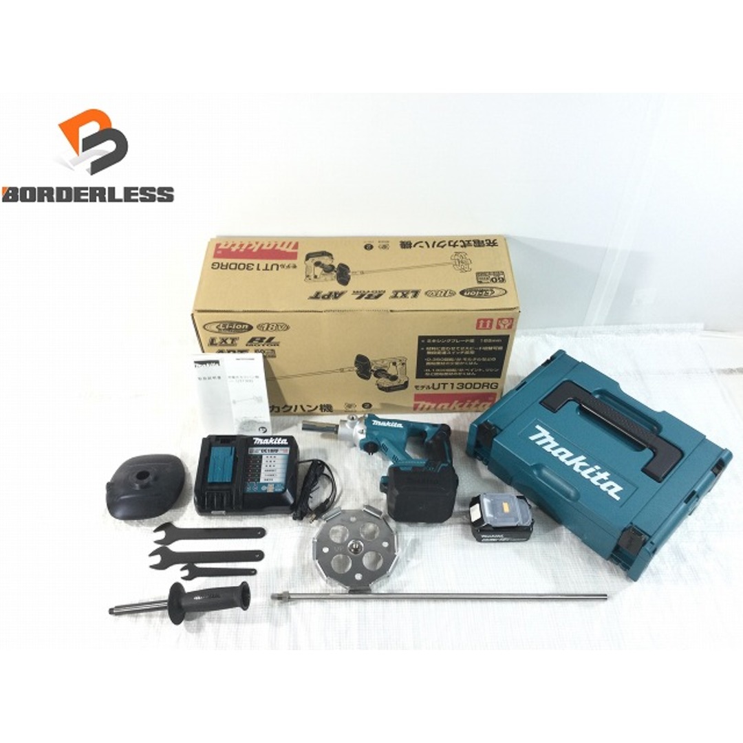 ☆未使用品☆ makita マキタ 18V 充電式カクハン機 UT130DRG バッテリ1個(18V 6.0Ah) 充電器 ケース付 撹拌機 かくはん機 ミキサー 73530