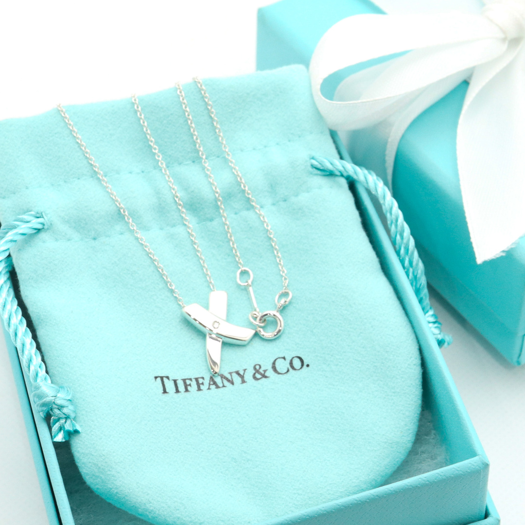 【極美品】TIFFANY&Co.キス クロス 1P ダイヤモンド ネックレス