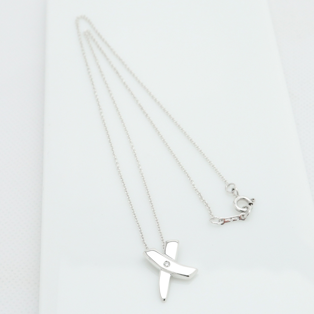 極美品】TIFFANY&Co.キス クロス 1P ダイヤモンド ネックレス 極美品】TIFFANY&Co.キス クロス 1P ダイヤモンド ネックレス