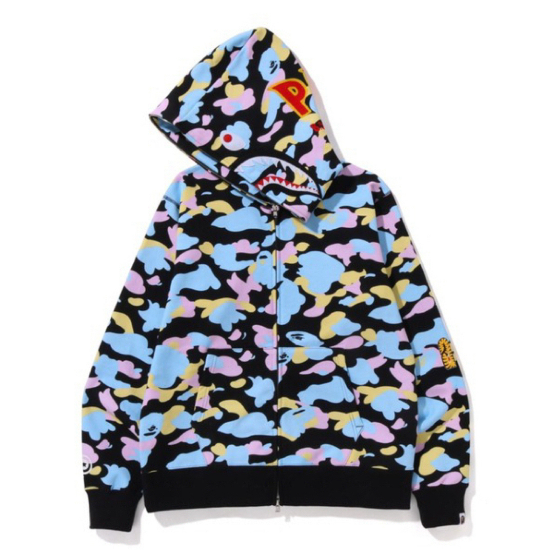 手数料安い 激レアL!BAPEマルチカモ2ndシャークパーカー白 パーカー