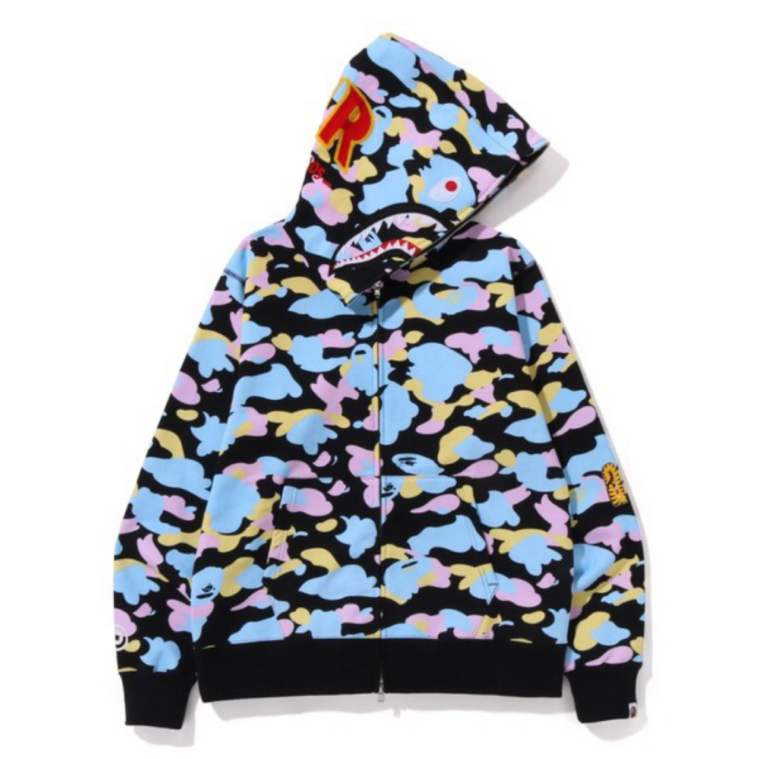 BAPE MULTI CAMO HALF SHARK ZIP HOODIE