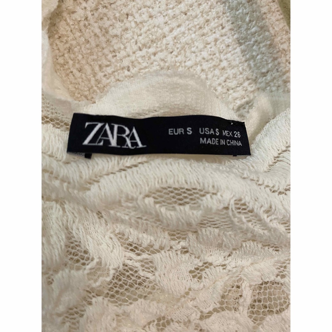 ZARA(ザラ)のZARA レースニットトップス　ノースリーブ　Sサイズ レディースのトップス(カットソー(半袖/袖なし))の商品写真