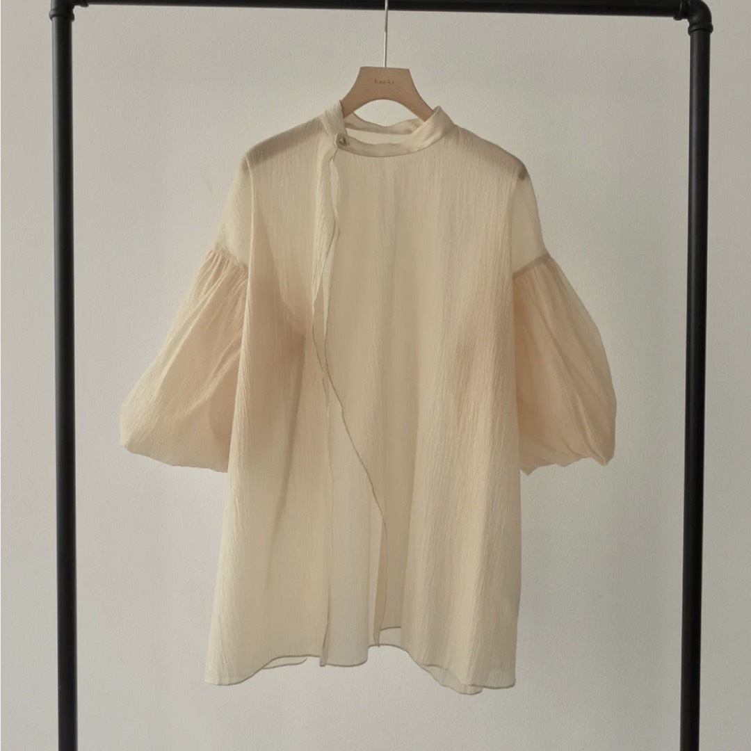 シャツ/ブラウス(長袖/七分)【Èaphi】volume sleeve sheer blouse