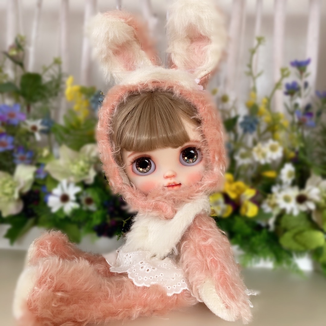 ブライスアウトフィット　着ぐるみうさちゃん（カーリーピンク）ハンドメイド