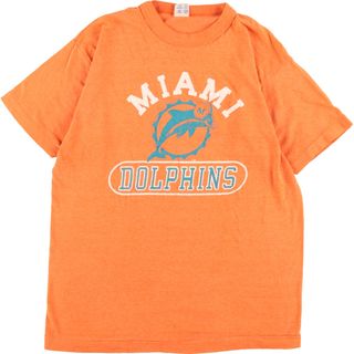 チャンピオン(Champion)の古着 80年代 チャンピオン Champion トリコタグ NFL MIAMI DOLPHINS マイアミドルフィンズ スポーツプリントTシャツ USA製 メンズM ヴィンテージ /eaa346076(Tシャツ/カットソー(半袖/袖なし))