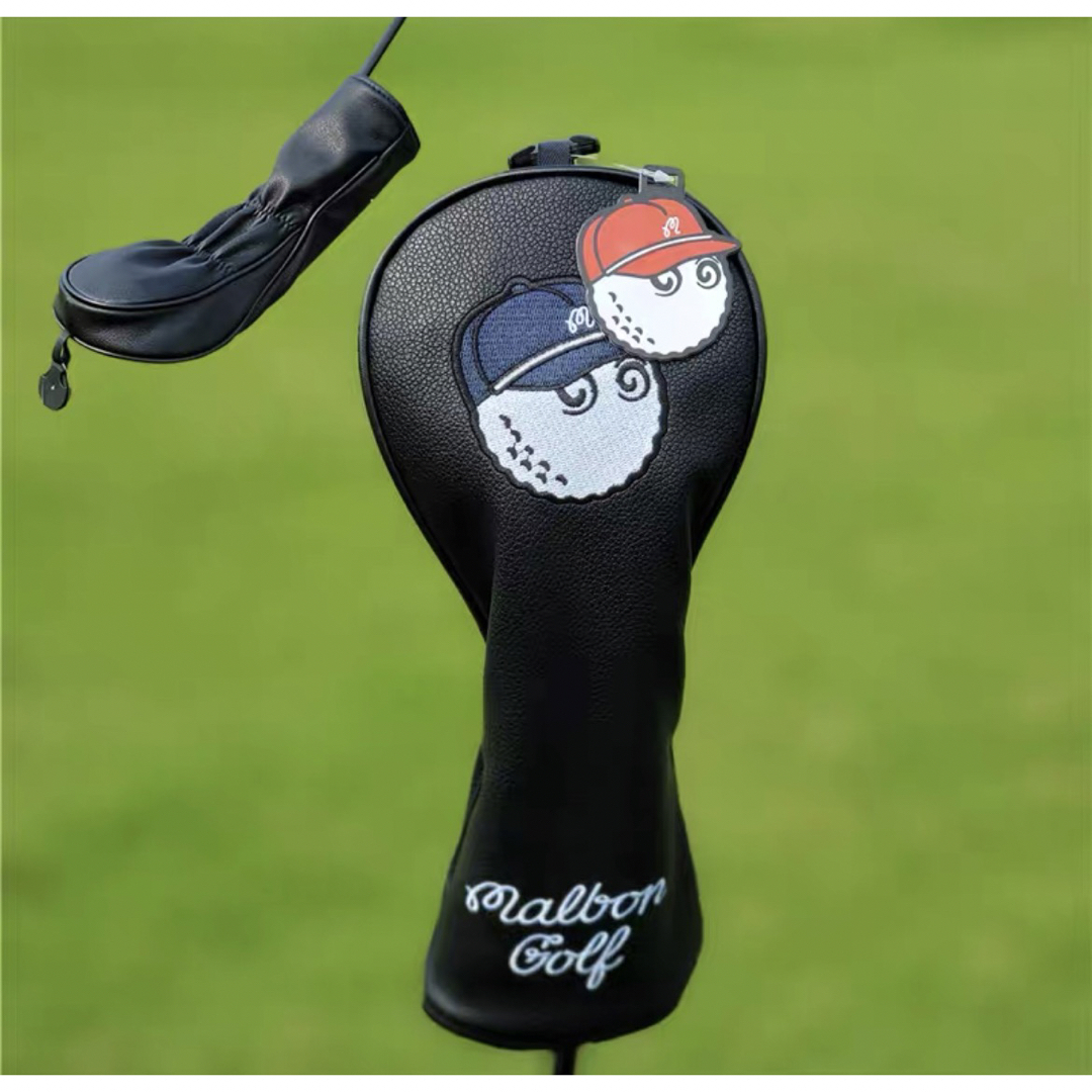 【大人気新品4点セット】野球帽Malbon Golfマルボンゴルフクラブカバー黒 2