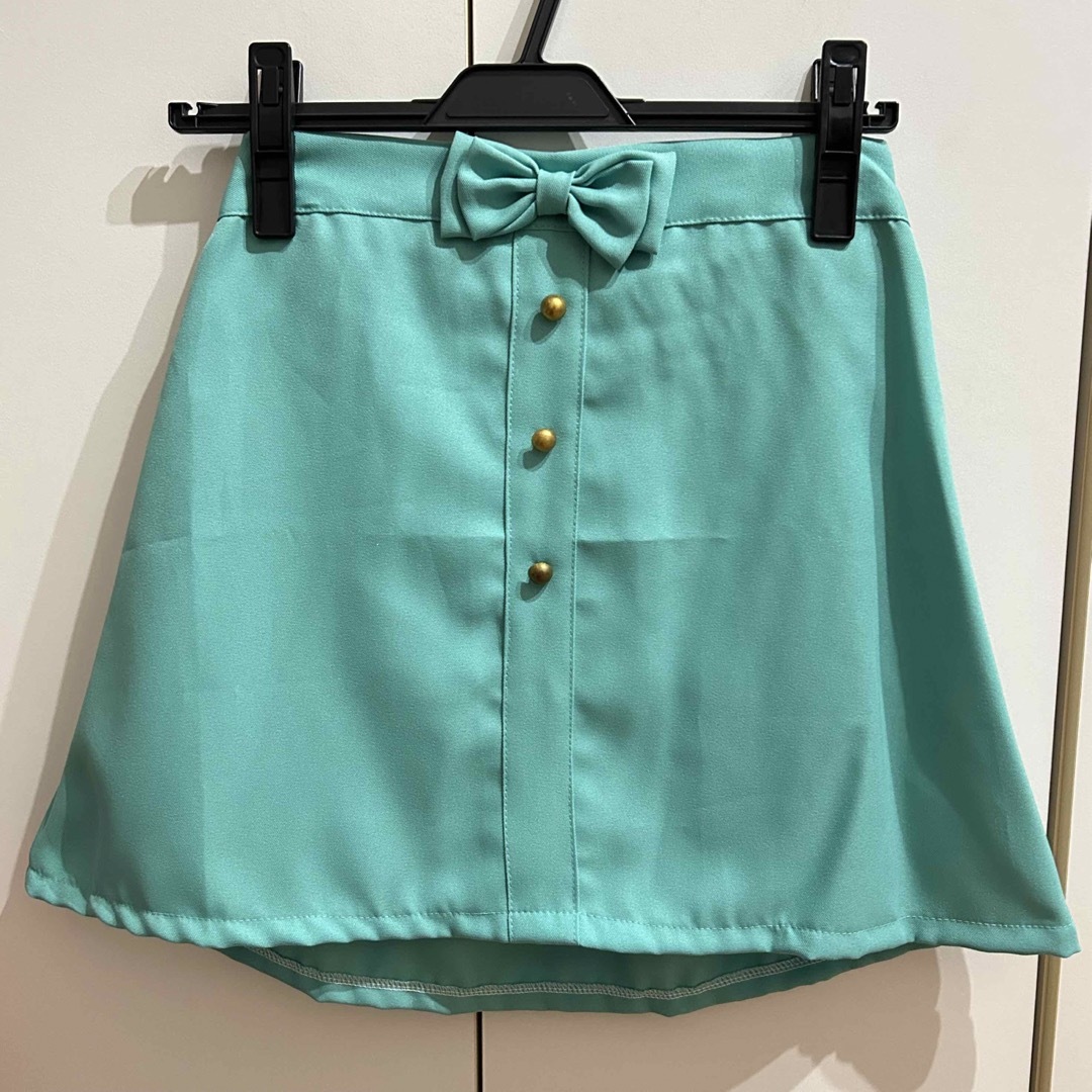 CHILLE anap(チルアナップ)の匿名発送込　chille ANAP ミニ　スカート　パステルグリーン　リボン　 レディースのスカート(ミニスカート)の商品写真