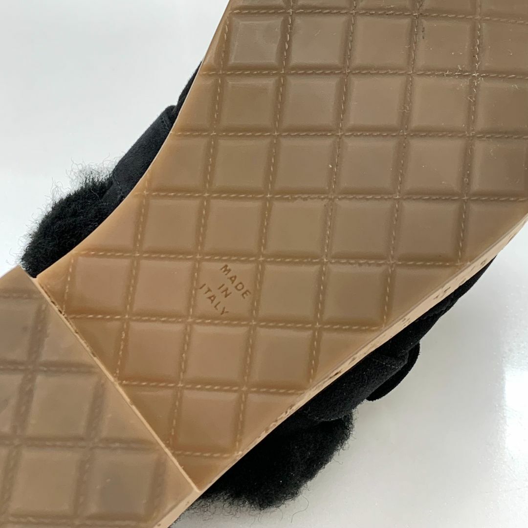 6552 シャネル スエード ムートン コルク ターンロック サボ サンダル