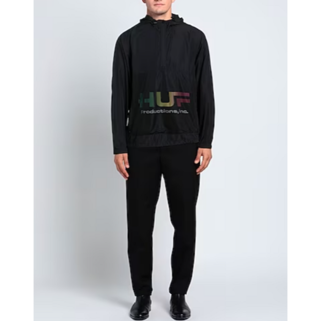 HUF フード付きウィンドブレーカー Mサイズ 黒 （HUF ブルゾン