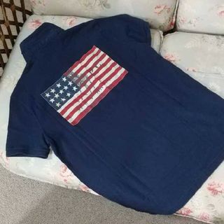 ラルフローレン(Ralph Lauren)の新品☆ラルフローレン ポロシャツ　紺　US L 国旗　ラガーシャツ(ポロシャツ)