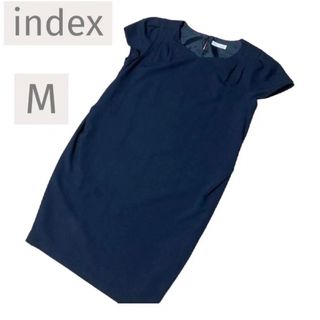 インデックス(INDEX)のindex インデックス フォーマルワンピース ネイビー オフィス M(ひざ丈ワンピース)