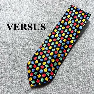 ヴェルサス(VERSUS)のVERSUS 花柄　ストライプ　ネクタイ　【美品】(ネクタイ)