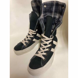 コンバース(CONVERSE)のconverse 折り返しウールチェックデッキシューズ 24.5cm(スニーカー)