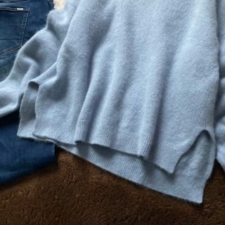 ANAYI - ANAYI ラメラクーン ボトルネック ニットプルオーバー ブルー