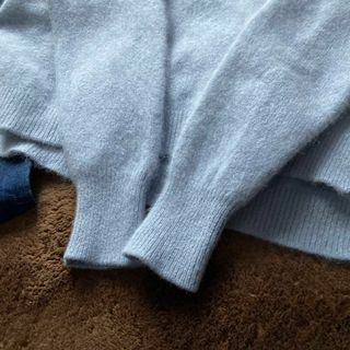 ANAYI - ANAYI ラメラクーン ボトルネック ニットプルオーバー ブルー